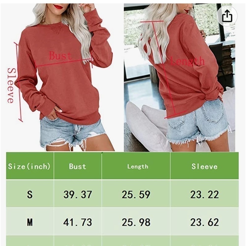 Casual Crewneck Sweatshirts Long Sleeve Cute Tunic Tops Loose Fitting Pullovers - Picture 7 of 7